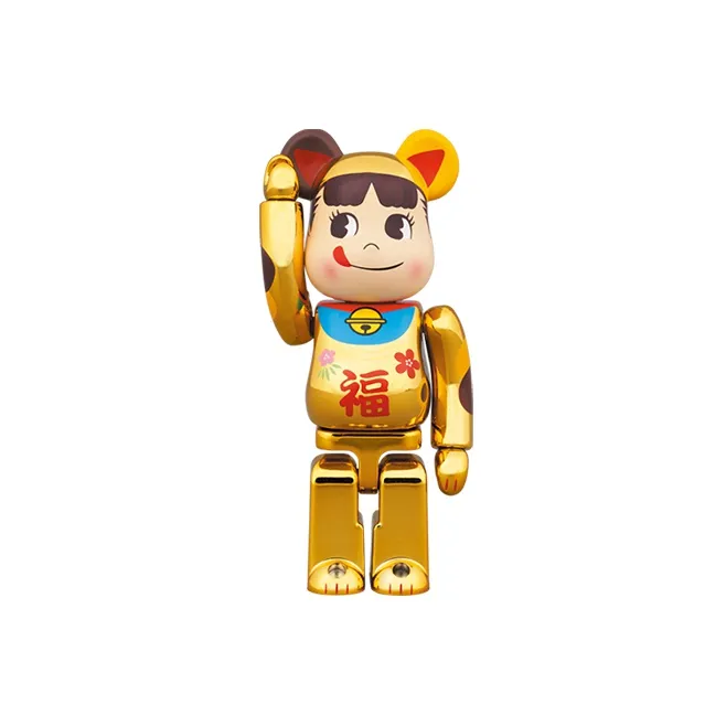 BE@RBRICK x FUJIYA Lucky Cat Peko Chan Fuku Blessing Gold Plated Trendy Figures 100%400%-1