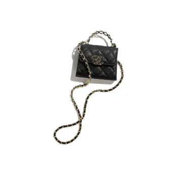 CHANEL 23P SS Calfskin Shoulder Bag, Crossbody Bag, Clutch Trumpets Women's Black