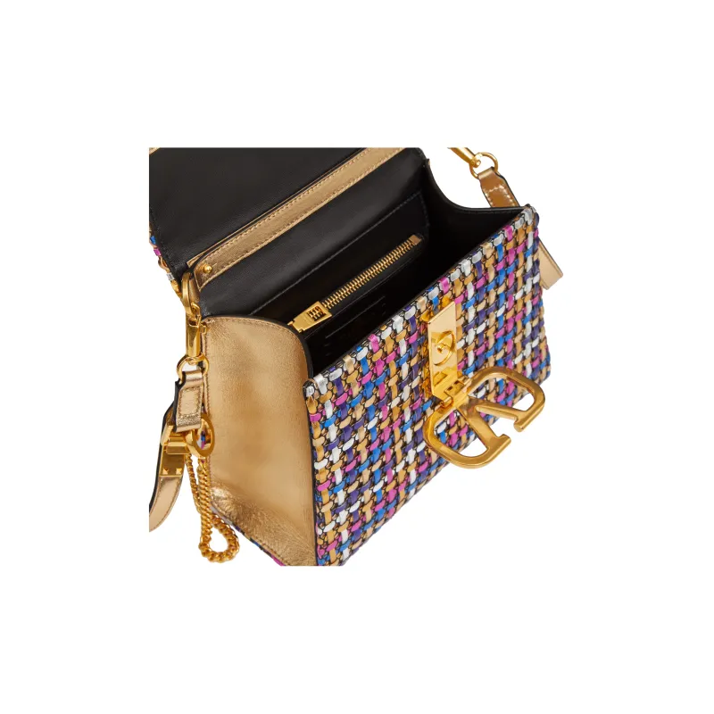 Valentino VSLING Cow Leather Shoulder Bag Crossbody Bag Handbag Small Size Women's Metallic/Multicolor-5