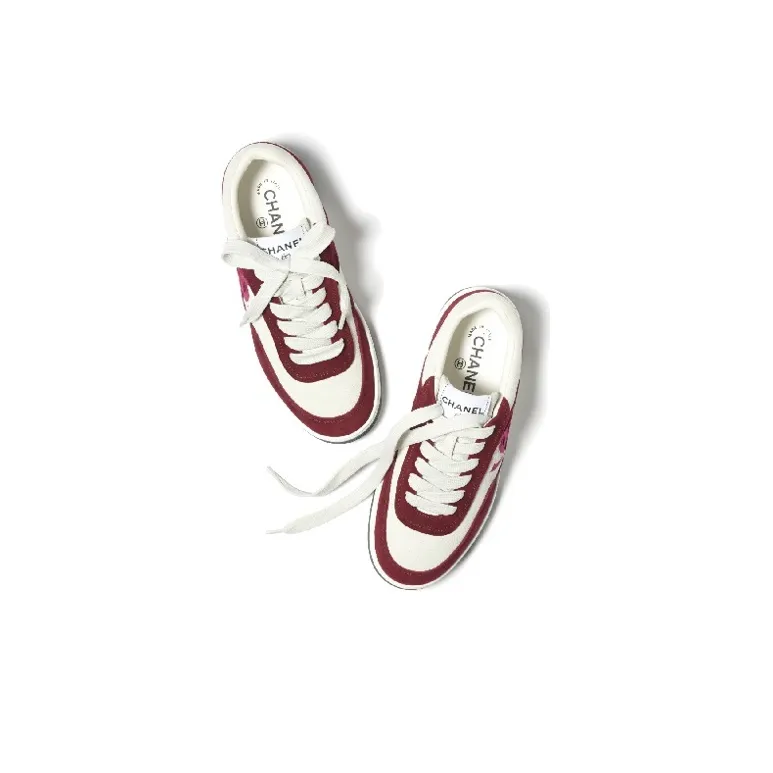 CHANEL Cc Trainers Burgundy Suede Kidskin-3