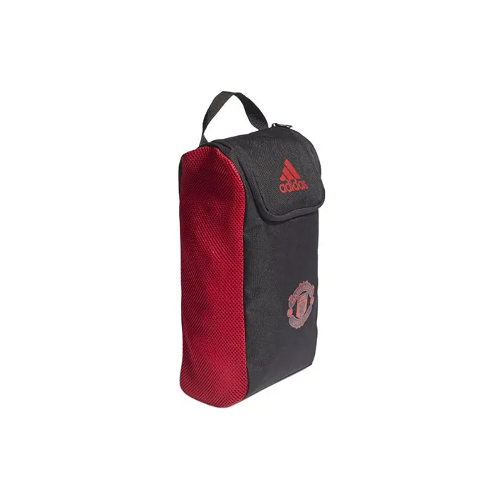 Adidas MANCHESTER UNITED THEATRE OF DREAMS Recycled Polyester Plain Weave Fabric Handbag Shoe Bag Unisex Black & Red-1