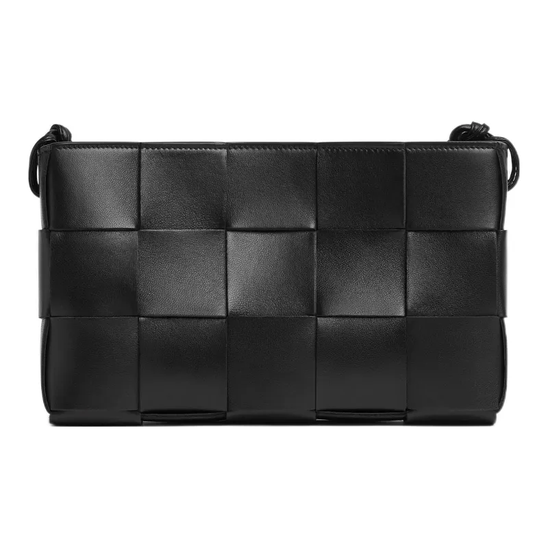 Bottega Veneta Cassette Pouch On Strap Intreccio Black-1