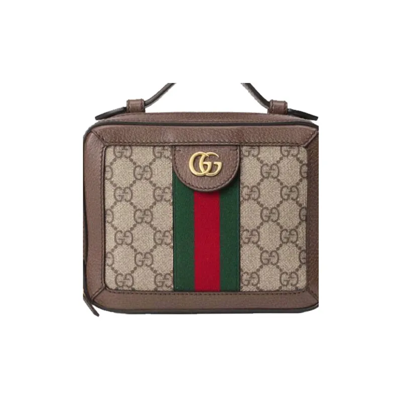 GUCCI Canvas With Leather Camera Bag, Box Bag, Handbag, Shoulder Bag, Crossbody Bag Mini Women's Ebony-7