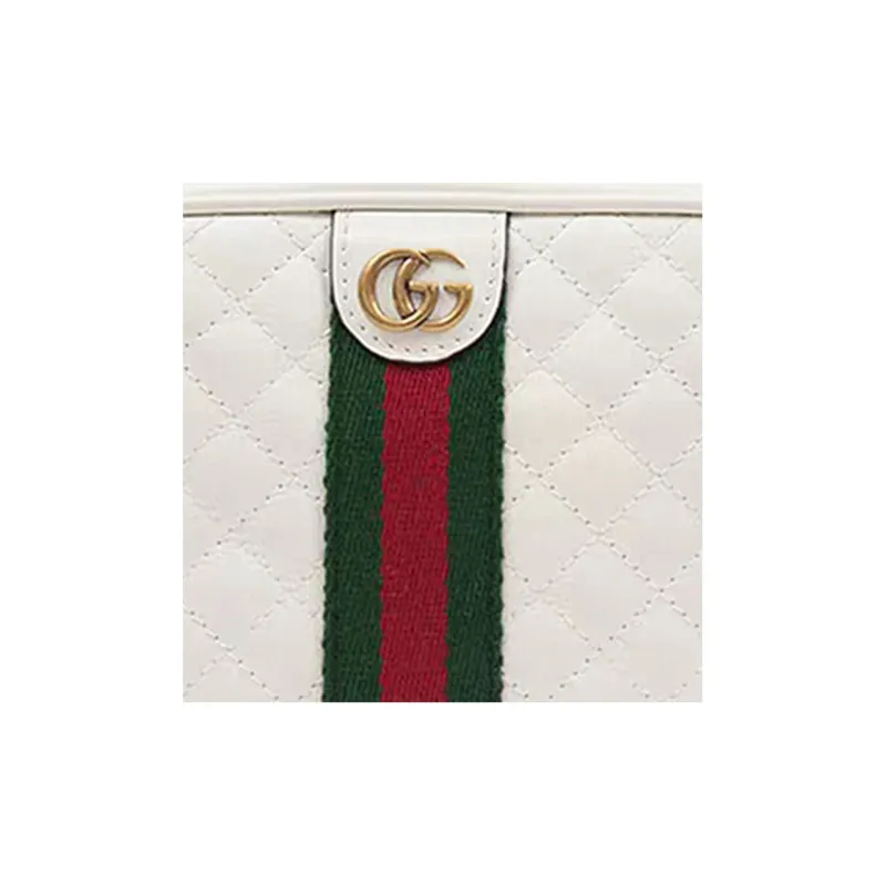GUCCI Cow Leather Shoulder Bag Crossbody Bag Women's White-3