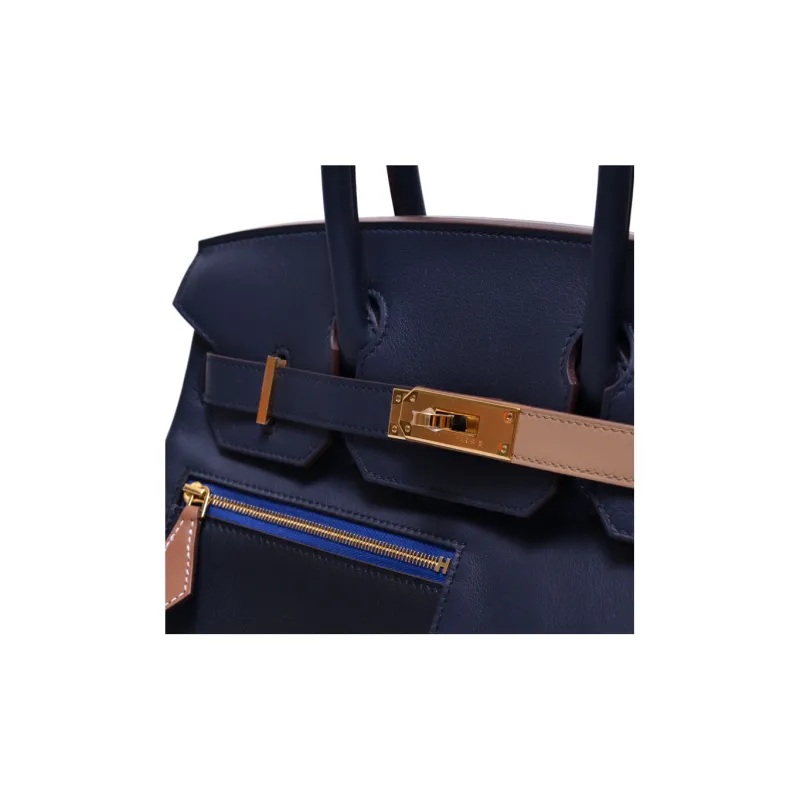 HERMES Birkin Swift Leather Birkin Bag Handbags Regular Women's Blue-7