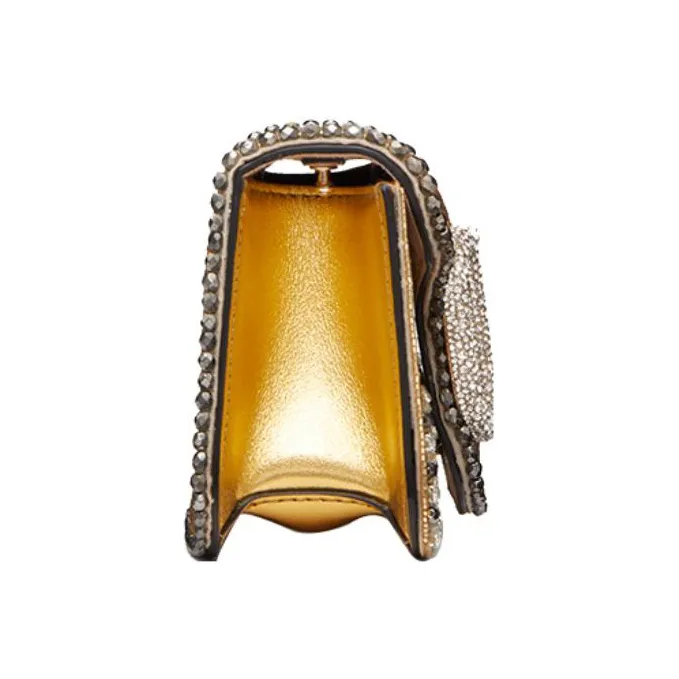 Valentino Locò Embroidery Shoulder Bag Crossbody Bag Handbag Mini Women's Crystal Metallic/Antique Brass-3