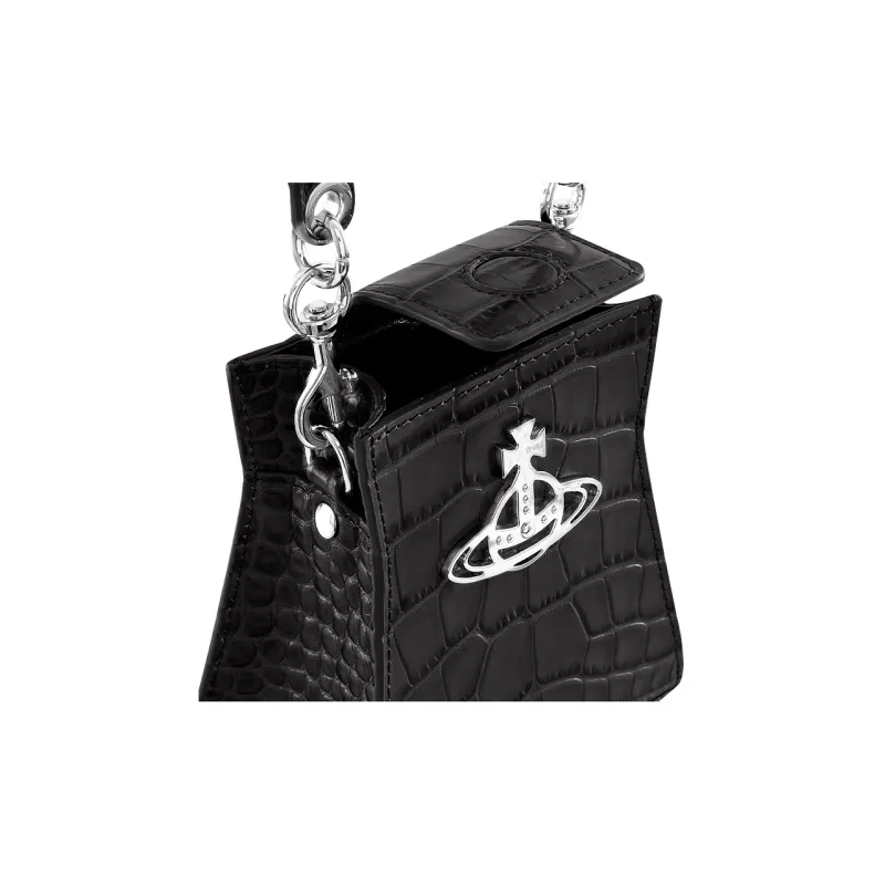 Vivienne Westwood KELLY Cow Leather Shoulder Bag, Crossbody Bag, Handbag Trumpets Women's Black-7