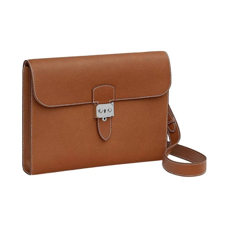 HERMES Sac A Depeches Barenia Calfskin Courier Bag Shoulder Bag Crossbody Bag Men's 34 Fauve Light Tawny-1