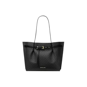 MICHAEL KORS Emilia Coated Canvas Tote Bag, Shopping Bag, Shoulder Bag, Handbag Tubas Women's Black