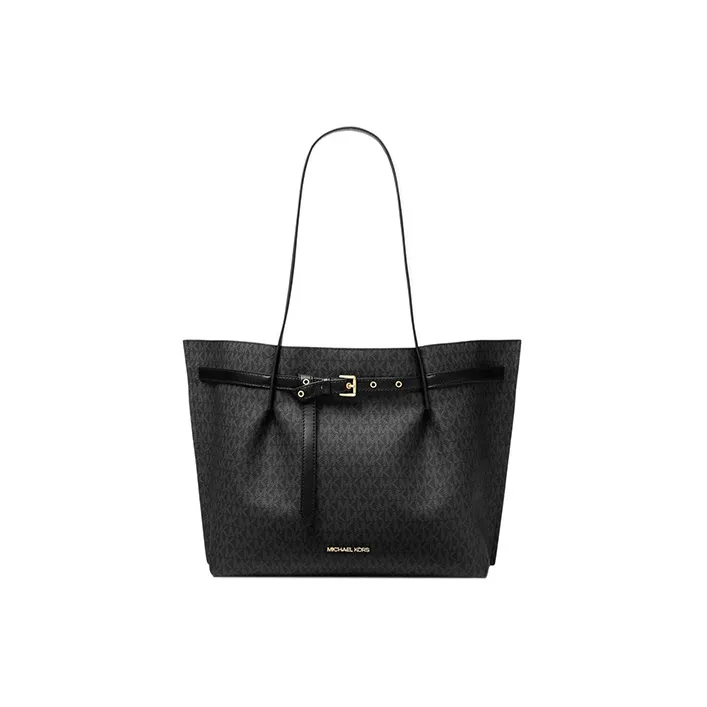 MICHAEL KORS Emilia Coated Canvas Tote Bag, Shopping Bag, Shoulder Bag, Handbag Tubas Women's Black-0