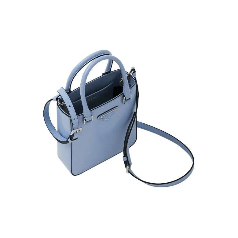 PRADA Leather Shoulder Bag Crossbody Bag Handbag Small Size Women's Light Blue-1