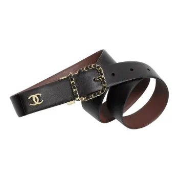 CHANEL Leather Belts Women's Black