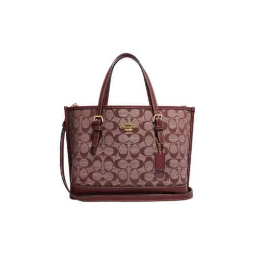 COACH Mollie Fabric With Leather Handbags Shoulder Bag Crossbody Bag Medium Size Women's Burgundy