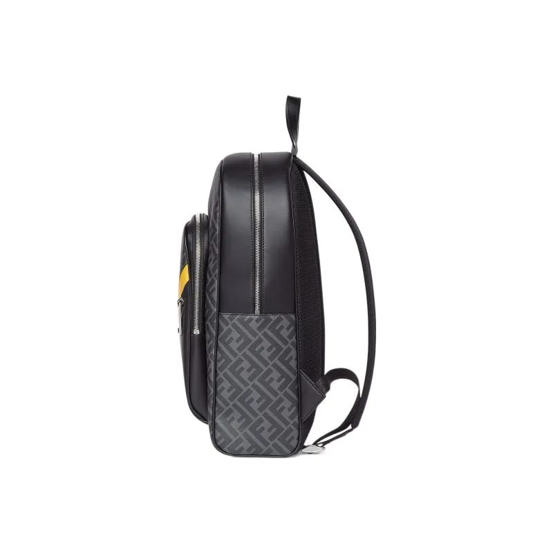FENDI Cotton With Calfskin Backpack Men's Black/Gray-1