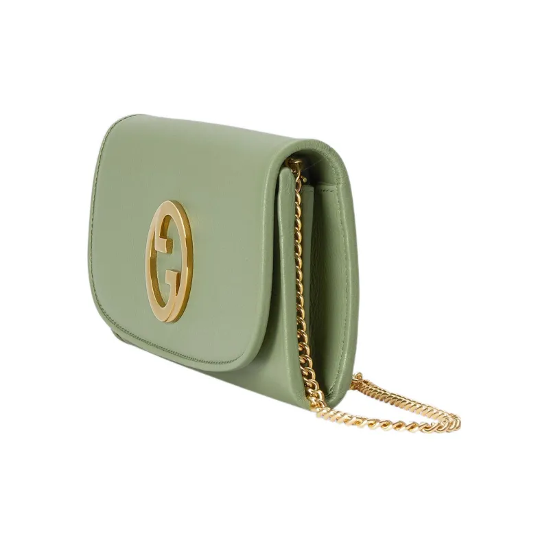 GUCCI Blondie Leather Shoulder Bag Crossbody Bag Wallets Women's Green-1
