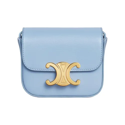 CELINE Triomphe Bright Calfskin Shoulder Bag, Crossbody Bag square Women's Sky Blue