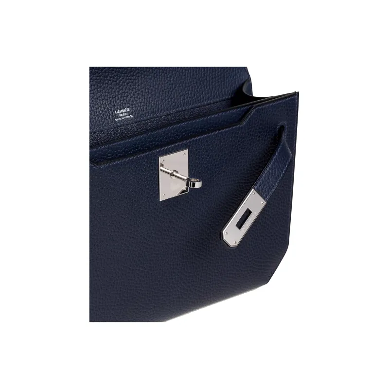 HERMES Kelly Depeches Galop D Cow Leather Clutch Men's 2Z Bleu Nuit Midnight Blue-3
