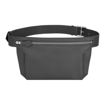 HERMES Ultrapla Togo Calfskin Fanny Pack Men's Y7 Bleu Orage Hurricane Blue