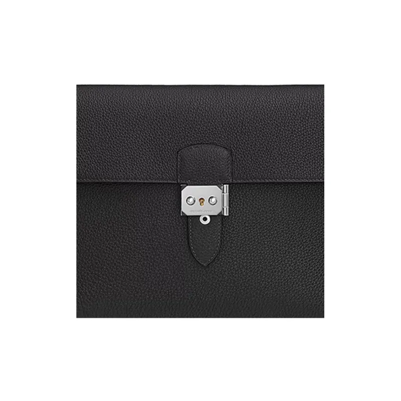 HERMES Sac A Depeches Togo Calfskin Messenger Bag Shoulder Bag Crossbody Bag Men's Noir Black-4