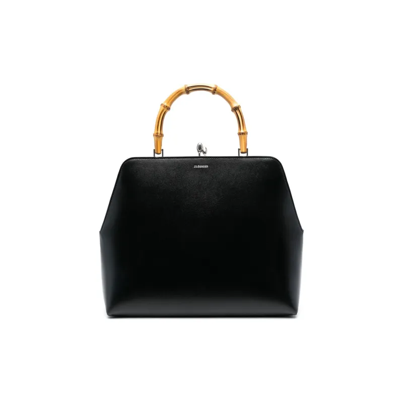 JIL SANDER Smooth Calf Leather Tote Bag, Shopping Bag, Handbag Women's Black-0