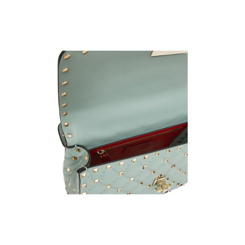 Valentino ROCKSTUD Stitched Nappa Lambskin Stud Bag, Portable Crossbody Bag, Shoulder Bag Women's Light Blue-5