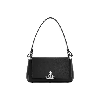 Vivienne Westwood Calfskin Shoulder Bag, Crossbody Bag, Handbag Medium Size Women's Black