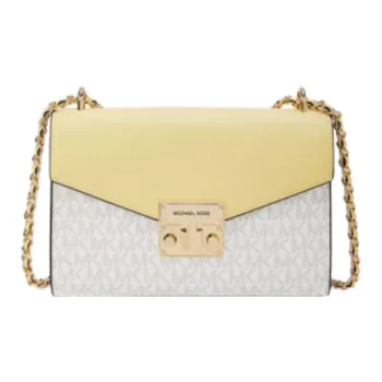 MICHAEL KORS Rose Artificial Leather Envelope Bag Shoulder Bag Crossbody Bag Medium Size Women's White/Yellow Cream