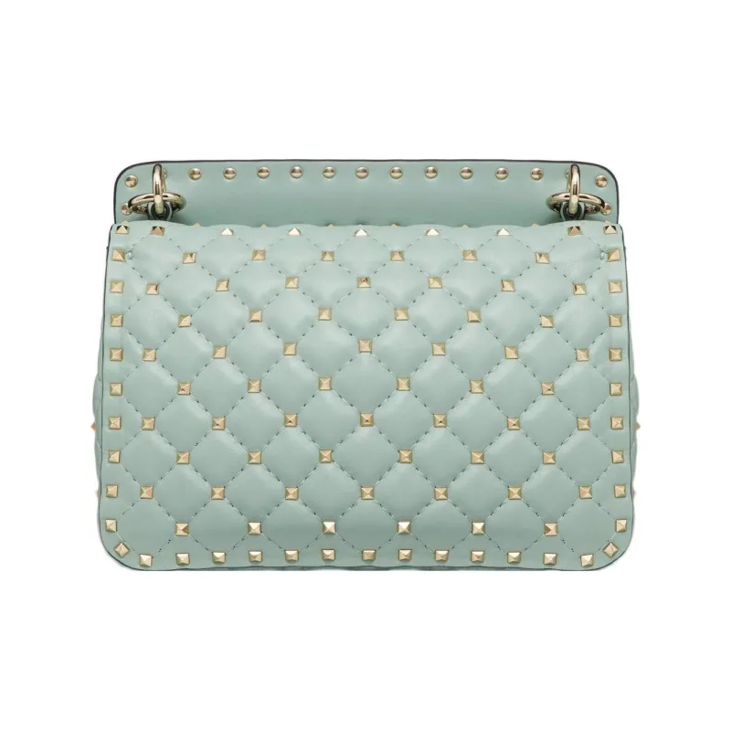 Valentino ROCKSTUD Stitched Nappa Lambskin Stud Bag, Portable Crossbody Bag, Shoulder Bag Women's Light Blue-3