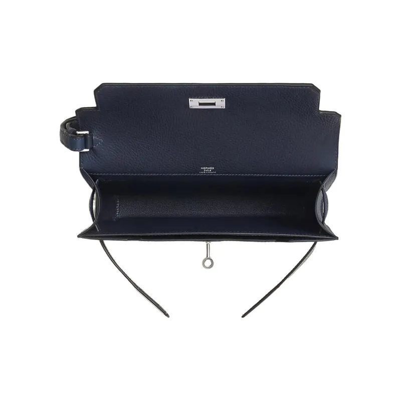 HERMES Kelly Depeches Galop D Cow Leather Clutch Men's 2Z Bleu Nuit Midnight Blue-2