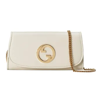 GUCCI Blondie Leather Shoulder Bag, Crossbody Bag, Wallet Regular Women's White