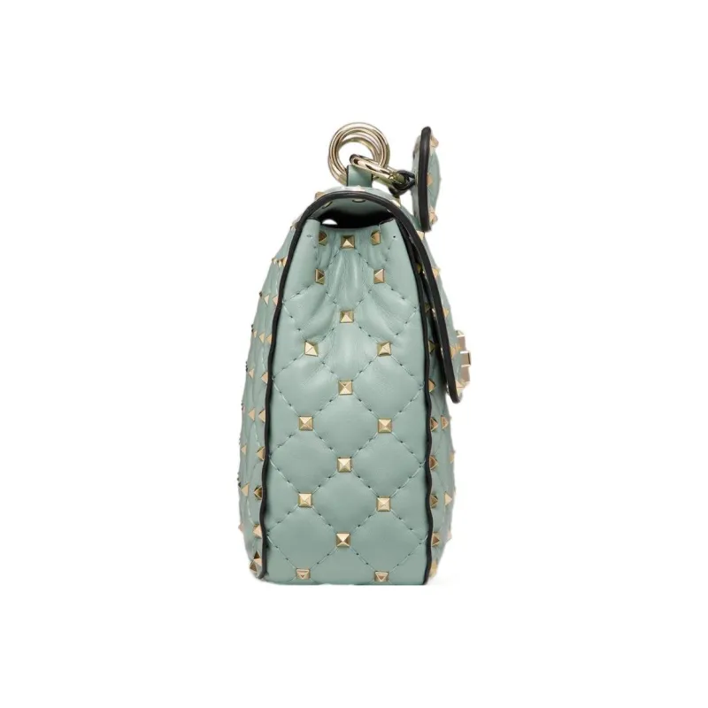 Valentino ROCKSTUD Stitched Nappa Lambskin Stud Bag, Portable Crossbody Bag, Shoulder Bag Women's Light Blue-2