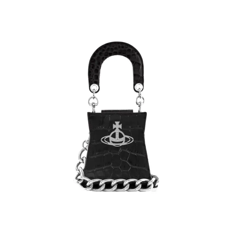 Vivienne Westwood KELLY Cow Leather Shoulder Bag, Crossbody Bag, Handbag Trumpets Women's Black-0