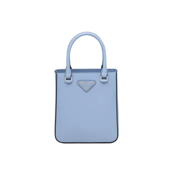 PRADA Leather Shoulder Bag Crossbody Bag Handbag Small Size Women's Light Blue