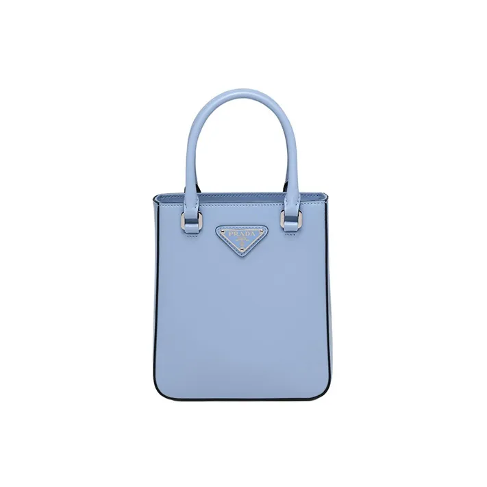 PRADA Leather Shoulder Bag Crossbody Bag Handbag Small Size Women's Light Blue-0