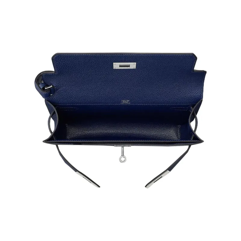 HERMES Kelly Depeches Togo Calfskin Clutch Men's 73 Bleu Saphir Sapphire Blue-2
