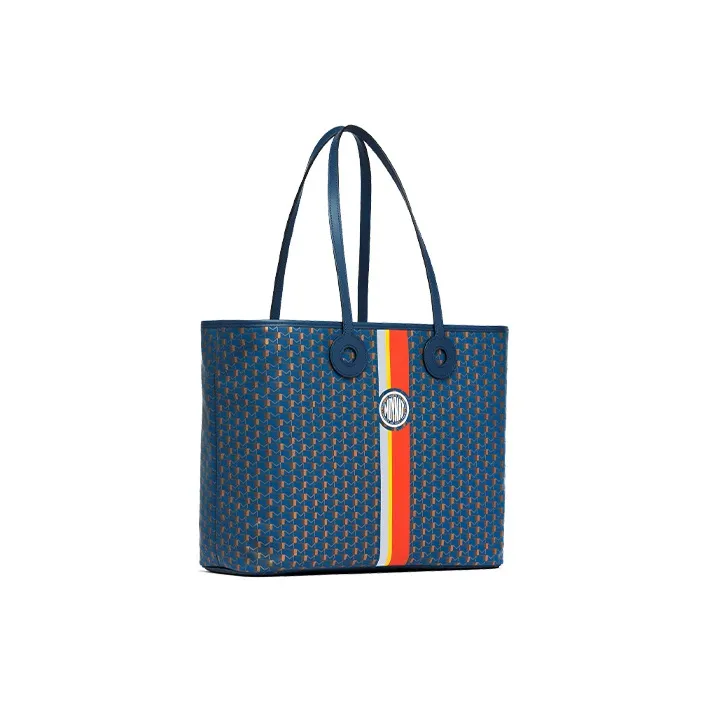 Moynat Canvas With Cow Leather Trim Tote Bag, Shopping Bag, Handbag, Shoulder Bag Men's Blue/Red/White-1
