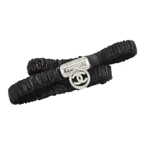 CHANEL Leather Belts Women's Black