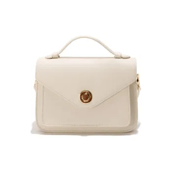 GXFMOD Cow Leather Small Square Bag Handbag, Shoulder Bag Medium Size Women's White