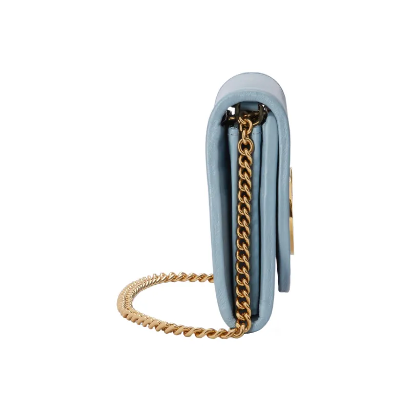 GUCCI Blondie Leather Shoulder Bag Crossbody Bag Wallet Medium Size Women's Light Blue-2