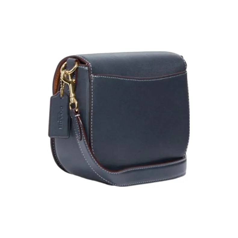 COACH Morgan Cow Leather With Textile Saddle Bag Shoulder Bag Crossbody Bag Small Size Women's Denim Blue-1
