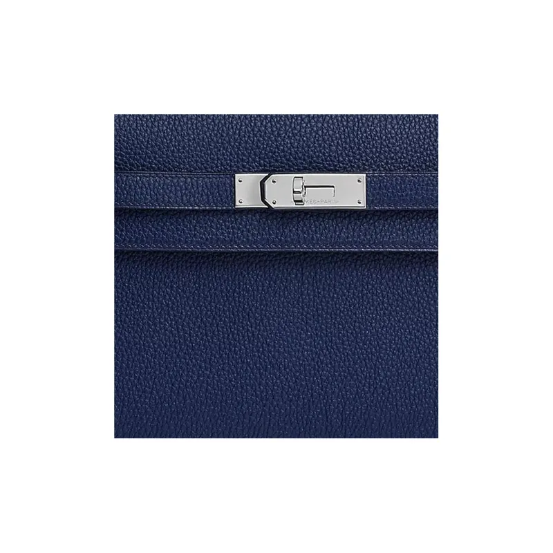 HERMES Kelly Depeches Togo Calfskin Clutch Men's 73 Bleu Saphir Sapphire Blue-3
