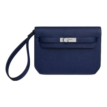 HERMES Kelly Depeches Togo Calfskin Clutch Men's 73 Bleu Saphir Sapphire Blue