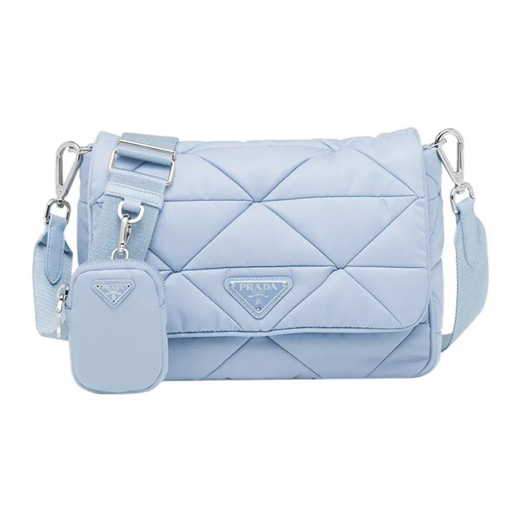 PRADA Fabric Crossbody Bag Shoulder Bag Women's Light Blue-0