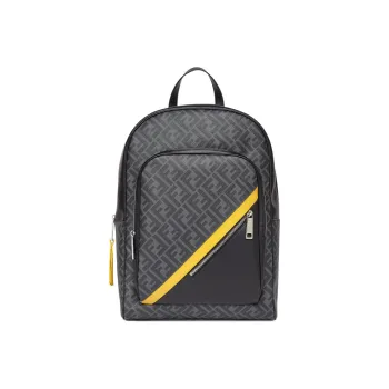 FENDI Cotton With Calfskin Backpack Men's Black/Gray