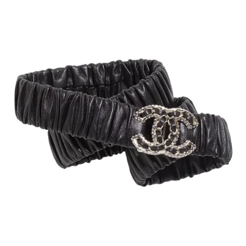 CHANEL Leather Belts Women's Black