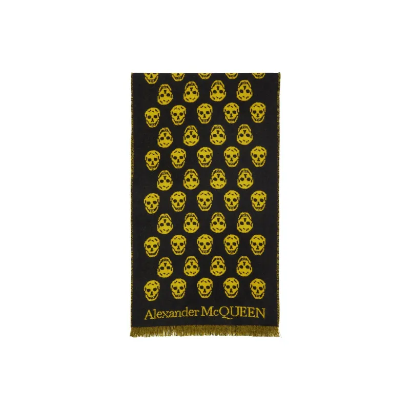 Alexander McQueen Knit Scarves Unisex Black/Yellow-0
