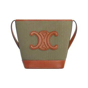 CELINE Cuir Triomphe Fabric With Calfskin Bucket Bag, Crossbody Bag, Shoulder Bag Women's