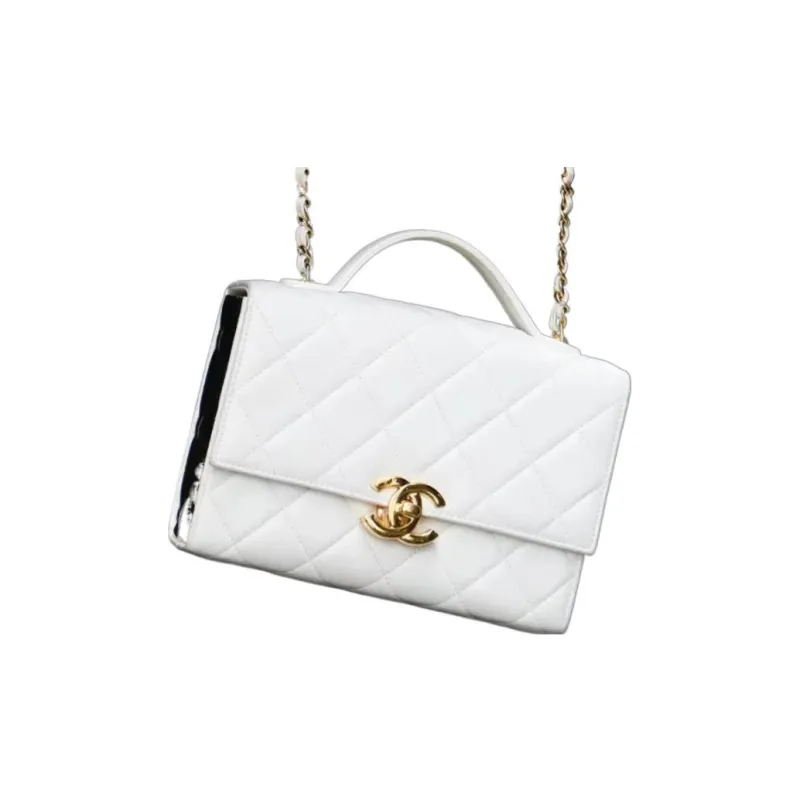 CHANEL 21K Winter Sheepskin Messenger Bag, Handbag, Shoulder Bag, Crossbody Bag Mini Women's White-1