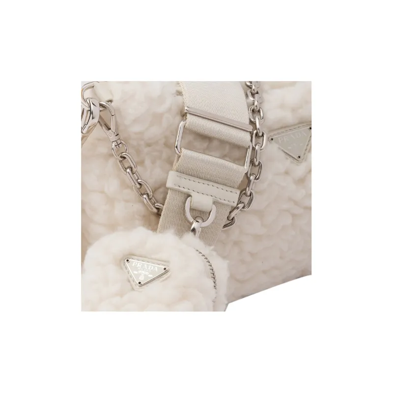 PRADA Re Edition 2005 Bag Wool And Cashmere Bag Mini Natural-5