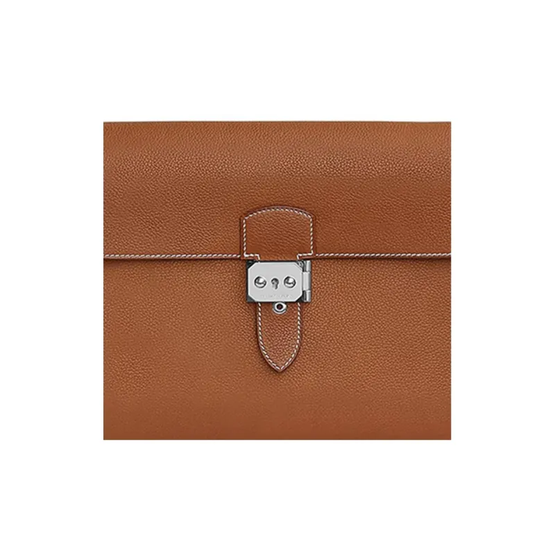 HERMES Sac A Depeches Barenia Calfskin Courier Bag Shoulder Bag Crossbody Bag Men's 34 Fauve Light Tawny-4